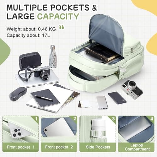 HYC00 School Backpacks for Teenage Girls Boys Casual Daypacks Lightweight School Bags for Girls Secondary High College Bookbag Lightweight Schoolbag Travel Rucksack Work Bag for Women Men,Mint Green — view 4