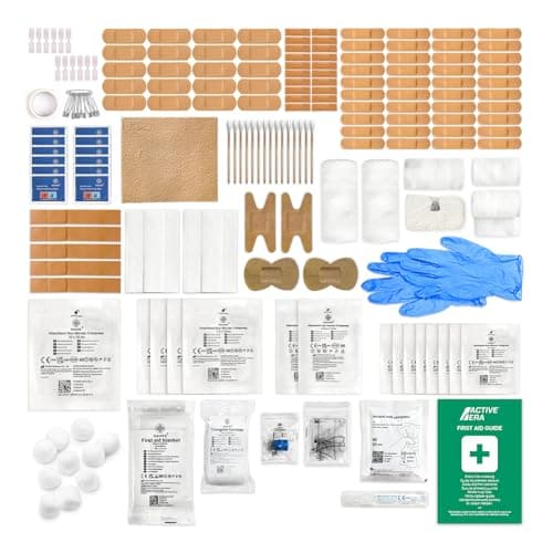 180 Piece Refill First Aid Kit Refill - Includes Eyewash, 2 x Cold (Ice) Packs and Emergency Car Blanket for Home, Office, Caravan, Workplace, Travel