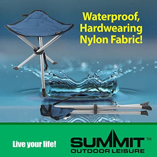 VFM e-Store - Indigo Blue Camping Stool - Small Folding Tripod Stool, Foldable Chair for Adults By Summit Outdoor Leisure - Lightweight, Compact Design Perfect for Hiking, Fishing, and Camping — view 4