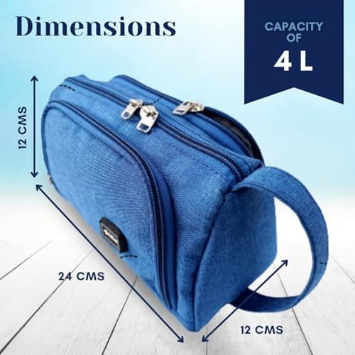 DevTech Unisex Toiletry Bag, Waterproof Portable Travel Wash & Cosmetic Organizer, Gym Shaving & Shower Bag, Makeup & Deep Kit Bag with Handle (Blue) — view 3