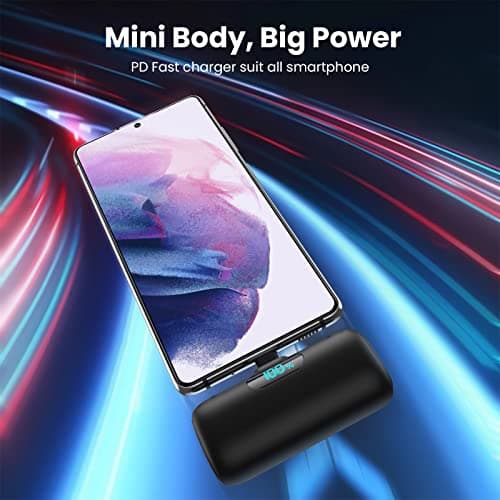 Feob Power Bank USB C 5000mAh,15W PD 3.0A Fast Charging Portable Charger Mini Power Bank LCD Display Battery Pack Compatible with iPhone 17/16/15 Series, Samsung S25/S24/S23 Series, USB C Phones etc — view 2
