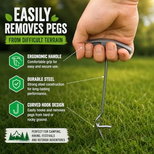 Pack of 2 Tent Peg Extractors - Camping Tools, Lightweight and Portable, Easy Peg Remover — view 4