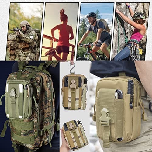 ZhaoCo Multi-Purpose Poly Tool Holder, Tactical Molle EDC Pouch Utility Gadget Belt Waist Bag with Cell Phone Holster for Sports Hiking Camping - Camouflage — view 6