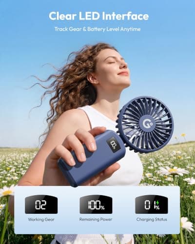 gaiatop Portable Handheld Fan Foldable, USB Rechargeable Small Hand Fan — view 5