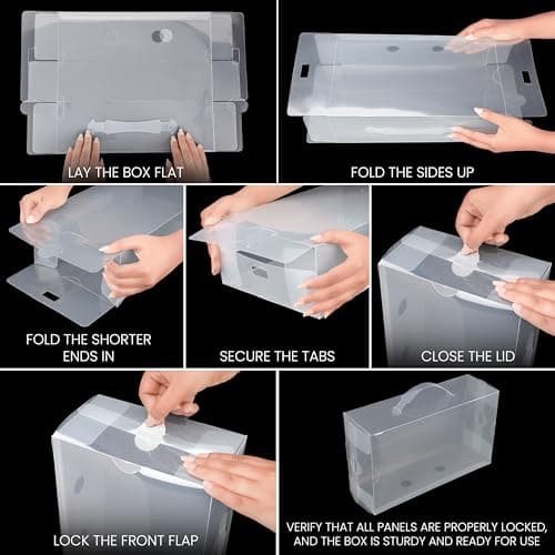 Kurtzy Shoe Storage Boxes (10 Pack) - Stackable Storage Boxes for Shoe/Trainer Storage - Plastic Shoe Organiser Box Set for Men/Women - Travel Shoe Boxes - Clear — view 4