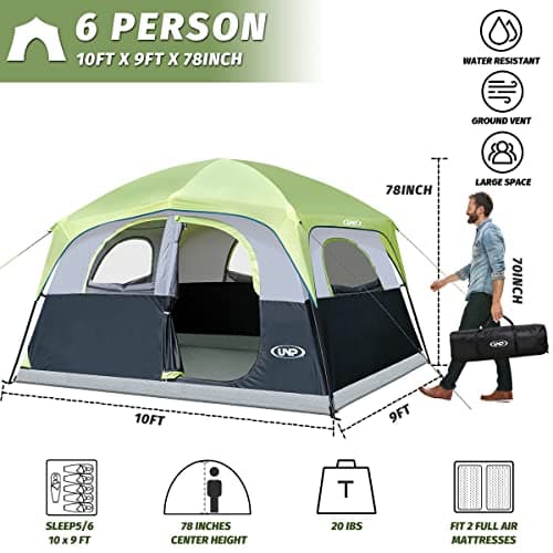 UNP 6 Man tent, Large Family Tent for Camping Stand Up — view 2