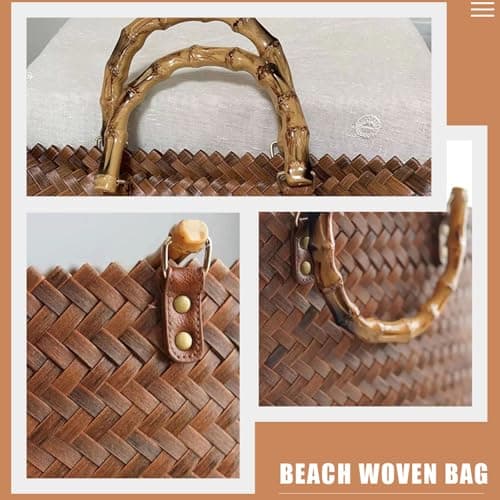 MINAOLULUS Straw Tote Bag Fashionable Woven Beach Bag for Women Lightweight Large Capacity Handbag for Shopping Summer Holiday — view 5