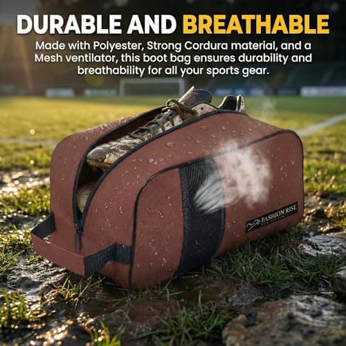 Waterproof Sports Boot/Shoe/Travel Bag for Football Cricket Rugby Golf Toiletry Gym for Men/Women (Brown) — view 2