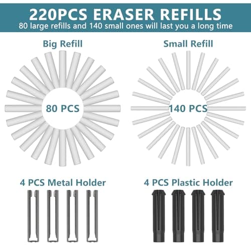 Foyucool Electric Eraser for Artists, 220pcs Refills & 2.3/5mm Sizes — view 5