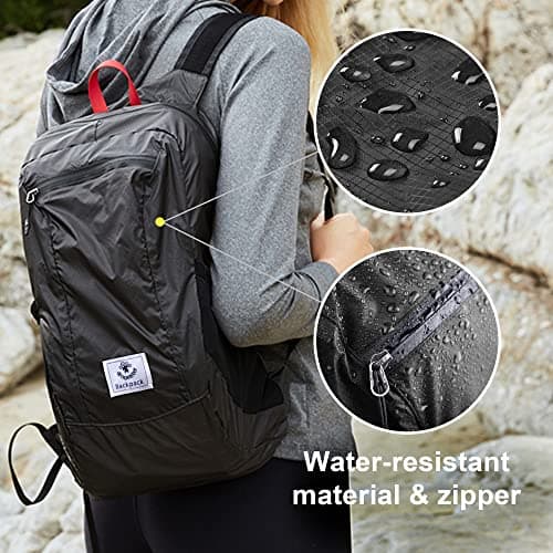 4Monster Packable Backpack Ultra Lightweight, Foldable Backpack Water Resistant, Hiking Daypack for Travel Camping Outdoor, Daily Walk-around, Cycling, Sports, Excursions(Black, 32L) — view 3