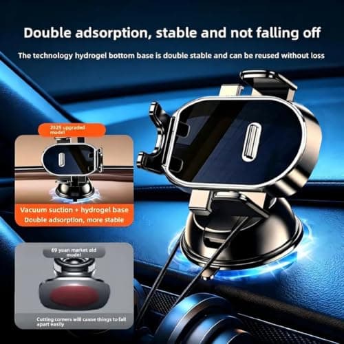 BYYLECL Car Phone Holder, Universal Adjustable Car Phone Mount for Dashboard, Windshield 360° Rotation Cell Phone Mount Quick Release — view 6