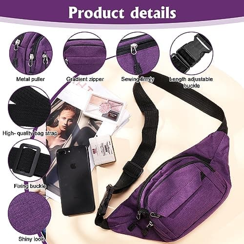 FRIUSATE 2 Pcs Bum Bag Waist Bags for Men, Travel Fanny Pack Bumbags — view 2