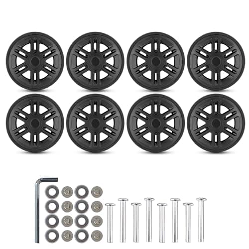 FACAILUO 8Pcs Luggage Replacement Wheels 60mm Double Luggage Wheels Rubber Suitcase Wheels Repair Kits Easy Installation