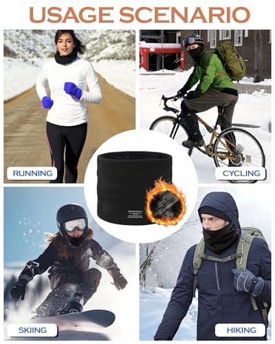 Huglux Winter Neck Warmer Fleece Snoods for Men Women, Thermal Thick Knit Neck Gaiters Windproof Dark Dray, Ski Mask Scarf Gifts for Cycling Motorcycle Ski Sports — view 6