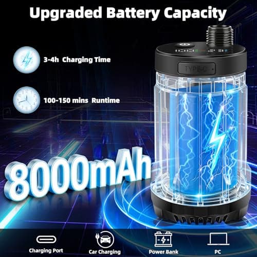 Uplayteck Portable Camping Shower, 8000mAh Rechargeable Outdoor Shower Pump — view 2