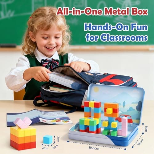 Dreamon Mini Magnetic Blocks 52PCS Travel Magnetic Building Blocks for Kids with Tin Box Magnet Cubes Montessori STEM Toy Toddlers Boys Girls Gifts Aged 3 4 5 6 Years Old — view 4