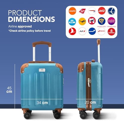 LUGG 15 Inch Skywander Lightweight Underseat Cabin Bag – EasyJet Approved Carry-On Suitcase, Durable ABS Hard Shell, Smooth Double Spinner Wheels, Water-Resistant & Compact Travel Luggage (45x34x20cm) — view 2