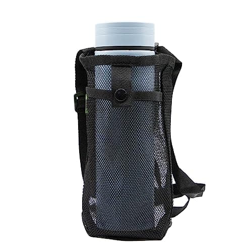 CHEERYMAGIC Water Bottle Carrier Bag, Portable Pouch Holder with Adjustable Strap Mesh Sling Outdoor Accessories for Walking Hiking Travelling Camping A7WGSBT (black) — view 5