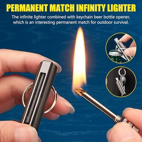 UXIYI 2 Pack Permanent Match Keychain, Reusable Waterproof Matchstick, with Multitool Bottle Opener, Forever Match for Outdoor Survival,STYLE3 — view 2