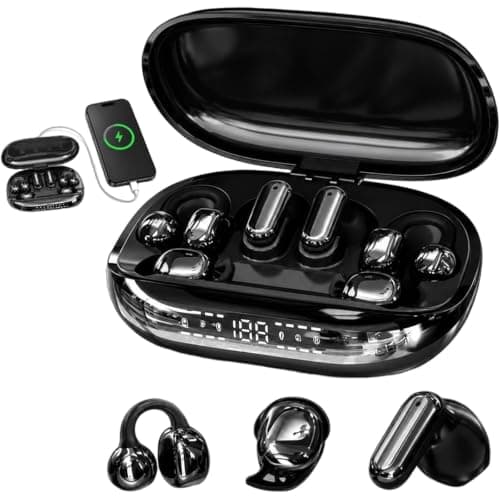 KIEYIQE 6-in-1 Smart Wireless Earbuds & Mini Sleep Headphones (Black)