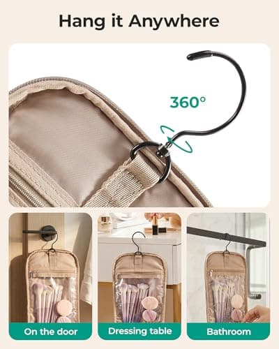 BAGSMART Hanging Toiletry Bag for Women, Large Travel Wash Bag Makeup Case — view 4