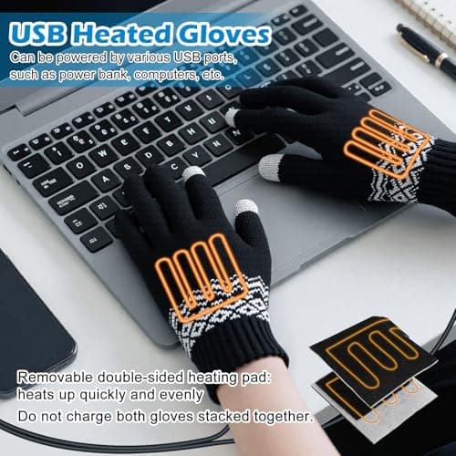 Yotako USB Heated Gloves for Men Women, Double-Sided Heating Hand Warmers — view 2