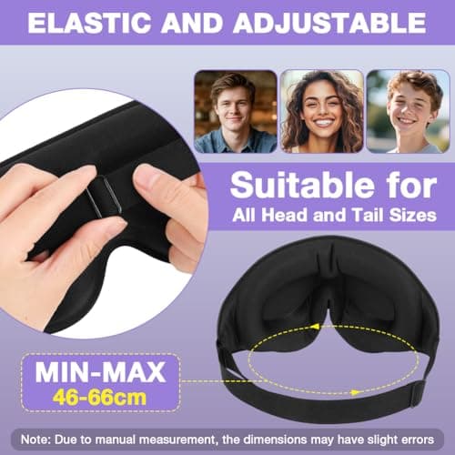 URAQT 100% Blackout Sleep Masks, 3D Adjustable Deep Eye Mask, Zero Pressure Sleeping Eye Mask, Ergonomic Design, Unisex for Sleeping, Nap, Travel — view 2