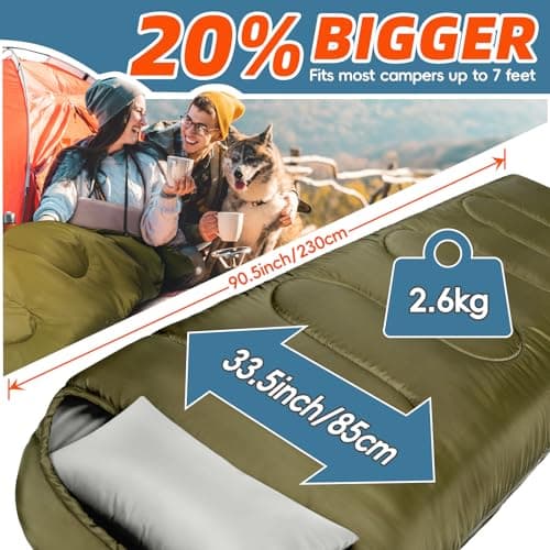MEREZA Sleeping Bags XL for Mens Large Wide Sleeping Bag for Camping Big and Tall Sleeping Bags for Women Adults Warm with Compression Sack Cold Weather & Warm — view 2