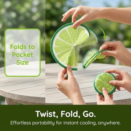 Meralo 4 Pcs Fruit Foldable Hand Fan, Portable Round Pop Up Folding Fans — view 2