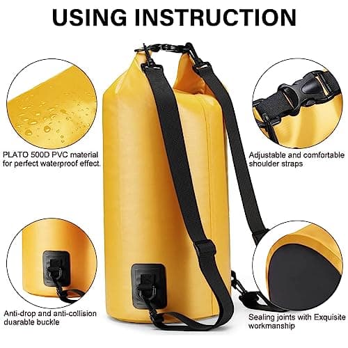 Invool Dry Bag, 5L/10L/20L/30L Waterproof Dry Bag, Dry Sack with Adjustable Shoulder Strap for Hiking, Swimming, Rafting, Surfing, Cycling, Camping, Fishing — view 3