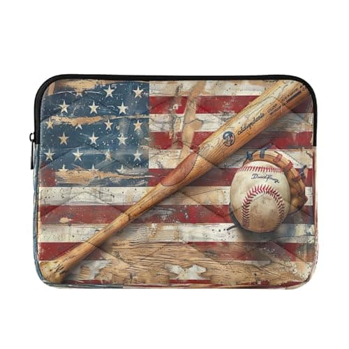 Sevdomey Vintage Baseball Laptop Sleeve 13.4 Inch, Slim Protective Computer Case with Soft Padding, Top Zipper Bag for Women & Men, Fits Most 13.3 Inch Laptops