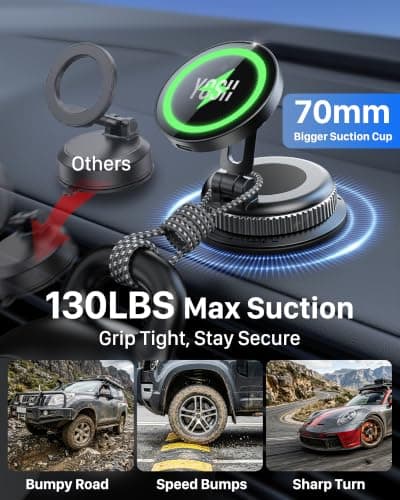 YOSH for Magsafe Car Mount Charger, 15W Wireless Car Charger with Cooling — view 6