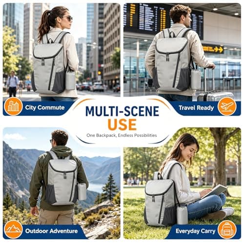 NWDEY Lightweight Foldable Backpack, Waterproof Small Rucksack with Flip Top Main Compartment, 160g Packable Casual Daypack for Men Women Kids, Perfect for Hiking Camping Travel Cycling (Light Grey) — view 6