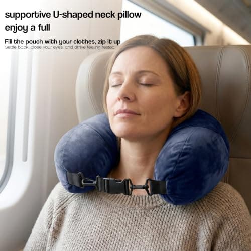 Campoverde Travel Neck Pillow Storage Bag, U-Shaped Pillowcase with Adjustable Shoulder Strap, Portable Organizer for Flight, Train and Car Travel(Navy) — view 5