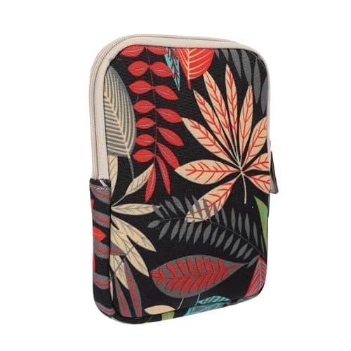 MUCKLILY E-books Protective Case and Electronic Book Cover for E-reader 2/3/4, Readers Sleeve with Decorative Autumn Leaves Pattern on Black Background, Protective Storage Pouch for Travel