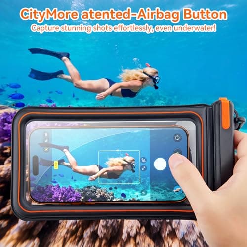 Citymore Floating Waterproof Phone Pouch,IPX8 Waterproof Universal Phone Case,Underwater Touch Screen Dry Bag for Beach,Swimming for iPhone 17 16 15 14 13 12 Pro Max,Huawei,OnePlus,Galaxy,4-7.2" Black — view 2