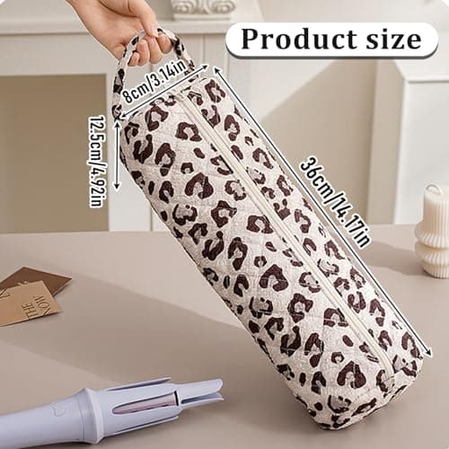 KASESSS Cream Leopard Print Portable Hair Dryer Bag Travel Storage Bags Fits for Most Hairdryers Curling Irons, Straightener, Lightweight Hair Tools Travel Bag, Hairdryer Case Protection Organizer — view 2