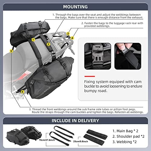 Rhinowalk Motorcycle Saddle Bag Waterproof 18L (9L*2) Motor Saddlebags Side Bags Pannier Bag Trunk Motorcycle Accessory — view 4