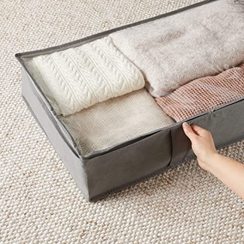 Amazon Basics Underbed Storage Bag with Zipper and Transparent Vinyl Top, 2-Pack, Grey, 45.7 x 106.7 x 15.2 cm — view 6