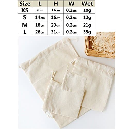 Amoyie Cotton Drawstring Bag 4pcs, Storage Bag Sets, Fabric Organiser Pouch — view 5