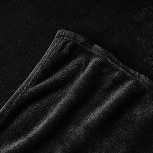 Aisbo Black Throws Blanket for Sofas - Single Fluffy Blanket Bed Throw Fleece, Warm Soft Flannel Blanket for Couch, 130x150cm — view 6