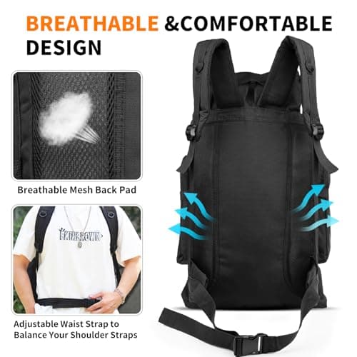 HUAXITRA Hiking Backpack Camping Military Tactical Backpack, 80L Waterproof Large Rucksack Travel Daypack for Men Women, Molle Rucksacks Climbing Backpack for Hunting Rucksack (Black) — view 5