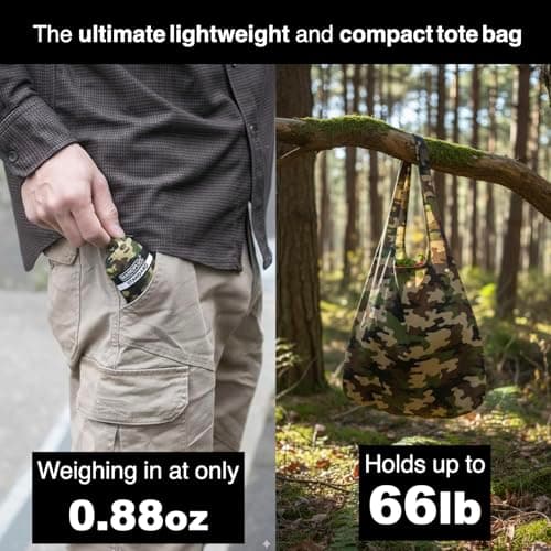 NANOPLUS Ultimate Foldable Travel Tote Bag - Reusable Shopping Bag - Compact & Portable & Lightweight (Camouflage, 19L) — view 3