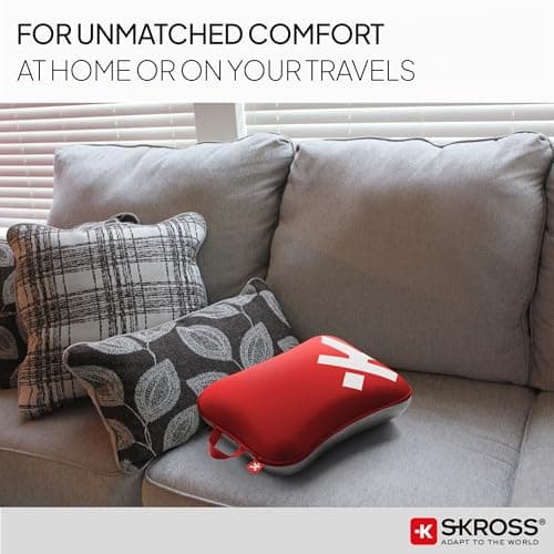 SKROSS Sleep & Comfort Bundle - Red. Travel Pillow and Sleep Mask Bundle, Travel Essentials Kit, Neck Support Cushion and Soft Eye Mask for Airplane, Train, Car Travel — view 6