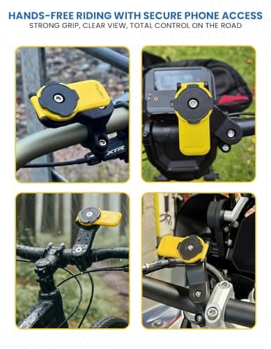 Laven & Ivory Bike Phone Holder for Smartphones (4.7"-7.4") | 360° Rotating Motorcycle Phone Mount | Secure Handlebar Phone Holder for iPhone, Samsung, Cycling, Motorbikes & Scooters (Yellow) — view 2