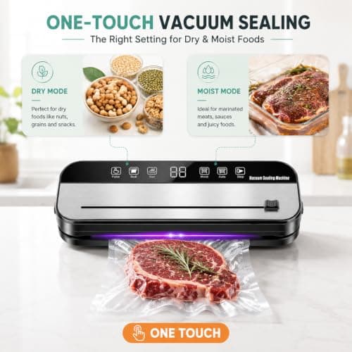 Vacuum Sealer Machine, 75 kPa Food Vacuum Sealer Machine with 100 Pcs Vacuum Seal Bags | Multi-Functional Easy Seal Bag Sealer with UV Sterilization, 30cm Longer Seal | For Kitchen Food Preservation — view 4