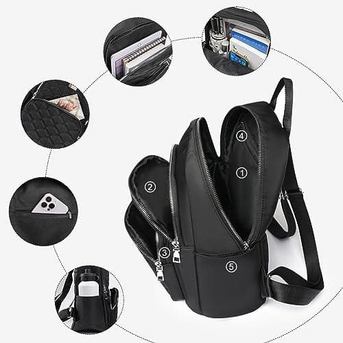 Aucuu Backpack Womens, Fashion Ladies Backpack, Lightweight Nylon Casual Rucksack, Small Daypack School Bag, Anti-Theft Travel Backpack for Women & Girls — view 4