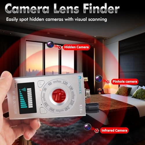 JMDHKK K18+ Hidden Camera Detector, Spy Camera Finder, Bug Detector, Magnetic Field Detector, Listening Device Detector – Privacy Protection Tool for Home, Office, Hotel, and Travel Security(Silver) — view 3
