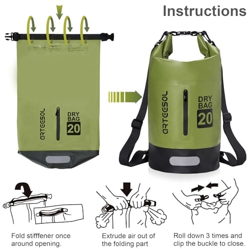 Blackace arteesol Waterproof Dry Bag 5L 10L 20L 30L Waterproof Bag with Long Adjustable Handle for Kayaking Boat Excursion Canoe/Fishing/Rafting/Swimming/Snowboarding — view 3