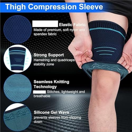 ADRLOPFE Compression Socks 1Pcs Thigh Compression Sleeve,Anti-slip Breathable Quad And Hamstring Support Brace Upper Leg Wrap For Women Men(Brown,L) — view 4